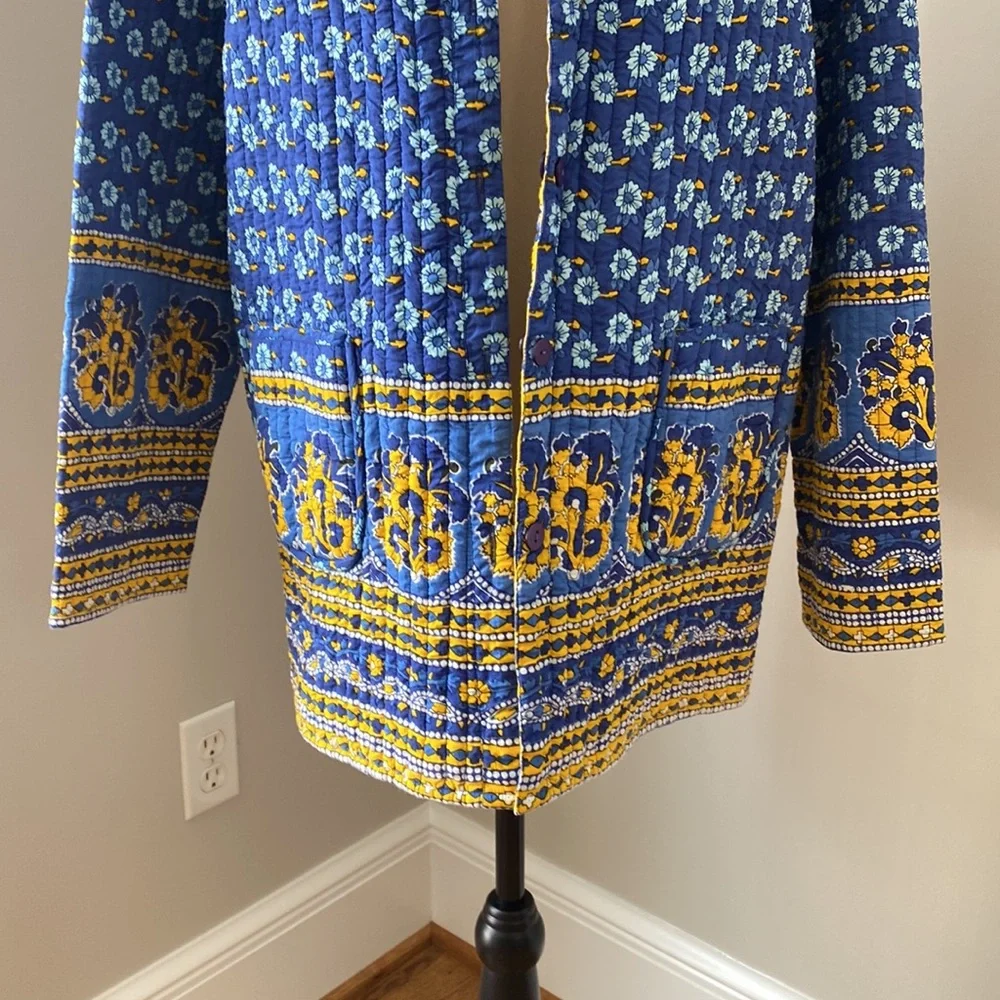 Reversible quilted handmade coat jacket Provençal boxy layering medium